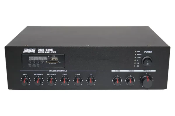 DSS-120E микшер-усилитель 120 Вт/100В, MP3, FM, Bluetooth, SD