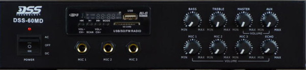 DSS-60MD микшер-усилитель MP3/SD/FM/Bluetooth, 60 Вт/100 В