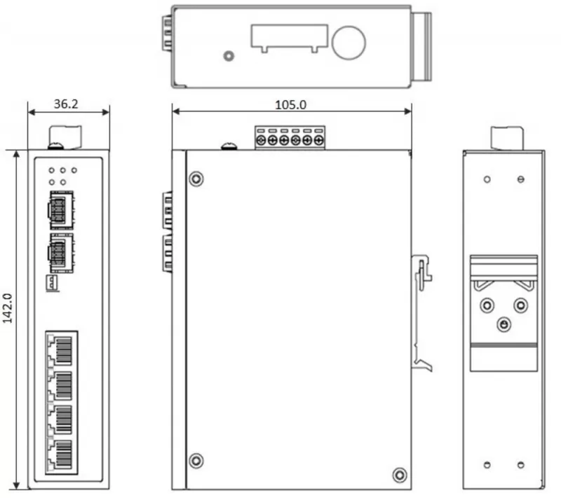 Nautilus INP-G0602-12-T управляемый коммутатор 6 портов